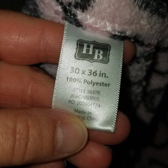 HB Pink Black Hearts Baby Blanket Girl Fleece Lovey 30" x 36" - Picture 3 of 5